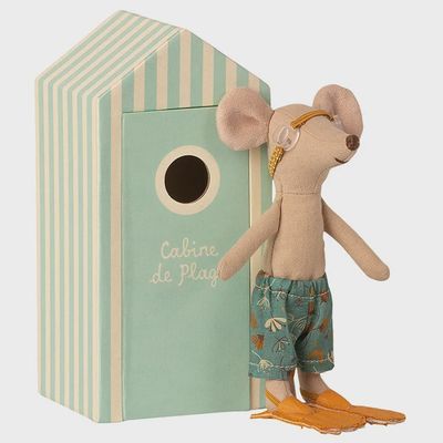 Beach muis grote broer in strandhut