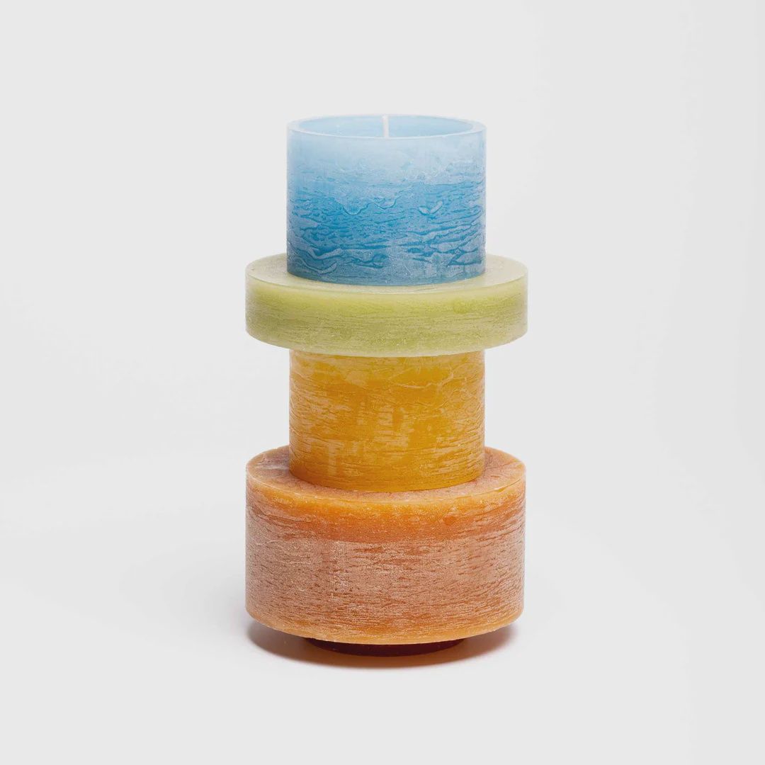 Candle Stack 04 bruin/blauw