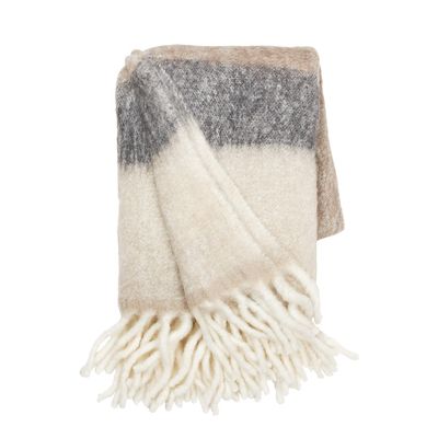 Cozy Living Plaid Mathea mohair Taupe 170 X 130