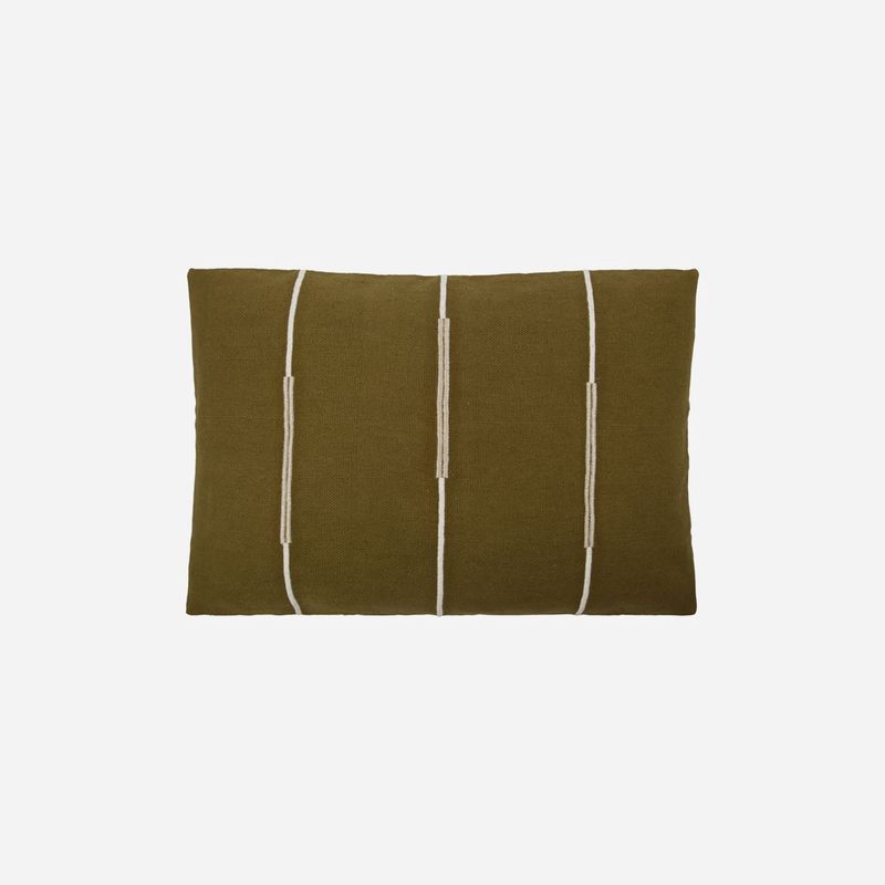 Donskussen met sloop Indi Olive green 60 x 40cm