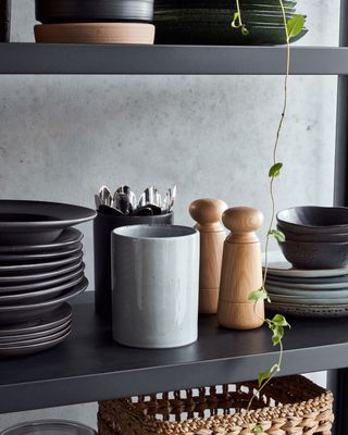 Jar Rustic Grey/Blue dia 12 h15 cm