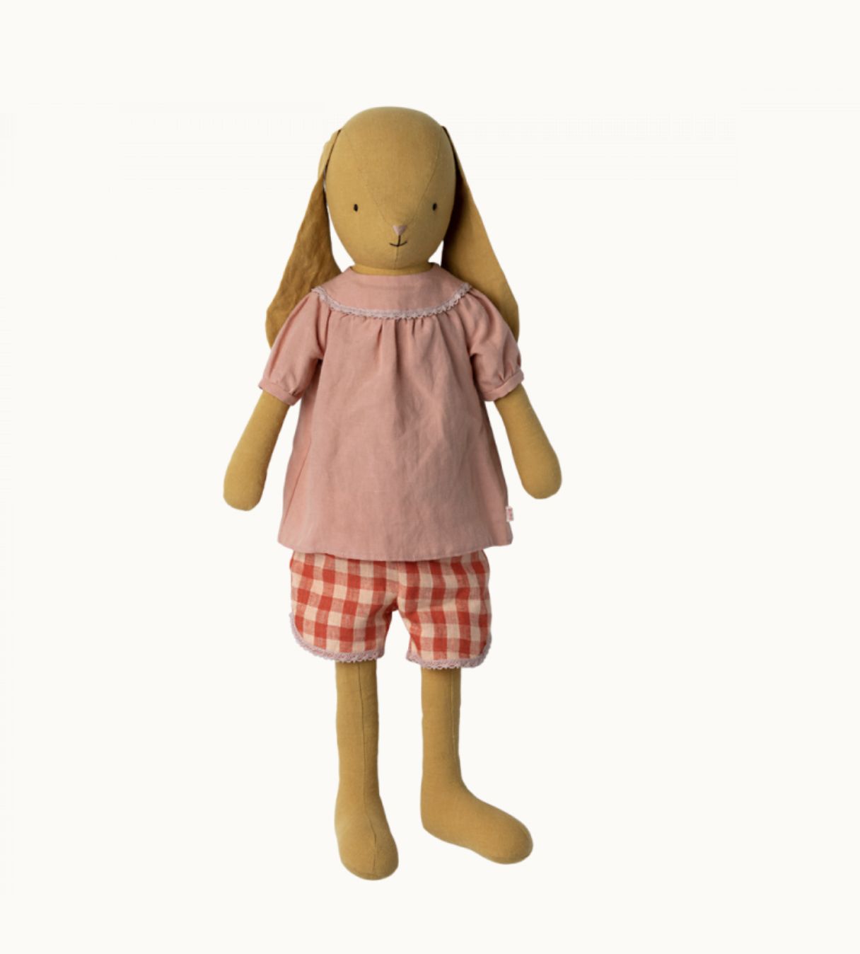 Konijn vuil geel Size 5 Short en roze blouse