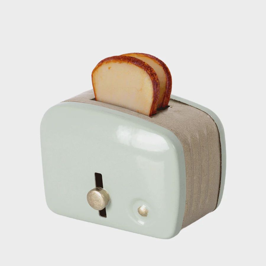 Miniatuur broodrooster met brood mint