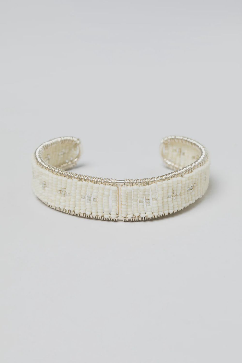 Narrow Esther Cuff (Off White/Silver)