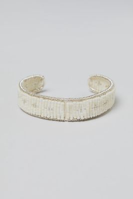 Narrow Esther Cuff (Off White/Silver)