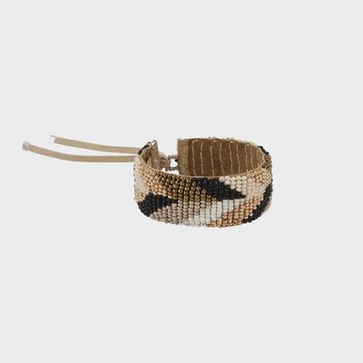 Narrow Chevron Leather Bracelet (Gold, Bronze, Off White, Taupe, ...)