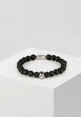 Perla Lava Bracelet with Silver Skull