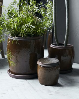 Planter, Khap, Brown di 39 cm