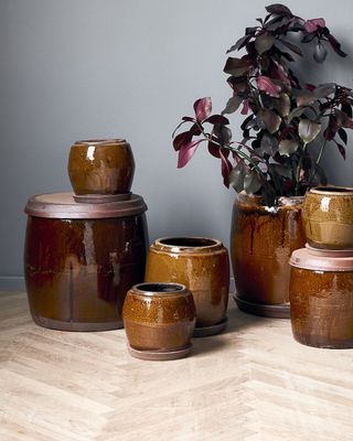 Planter, Khap, Brown dia 29 cm