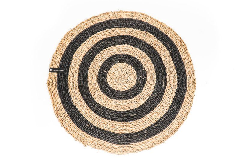 Rond tapijt gestreept - zeegras 80 cm