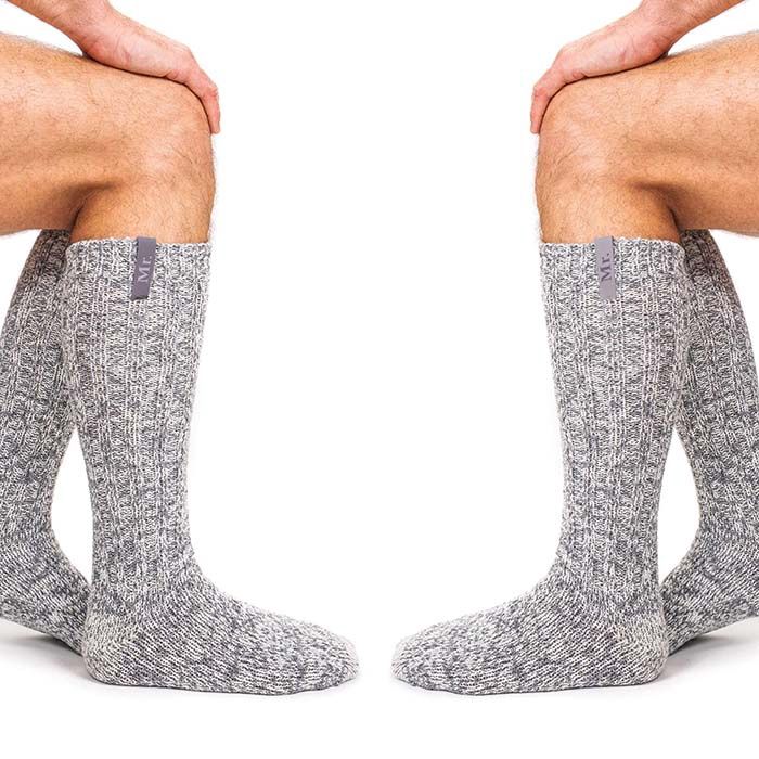 Soxs Trouw duo verpakking, mannen sokken grijze wol knie hoog