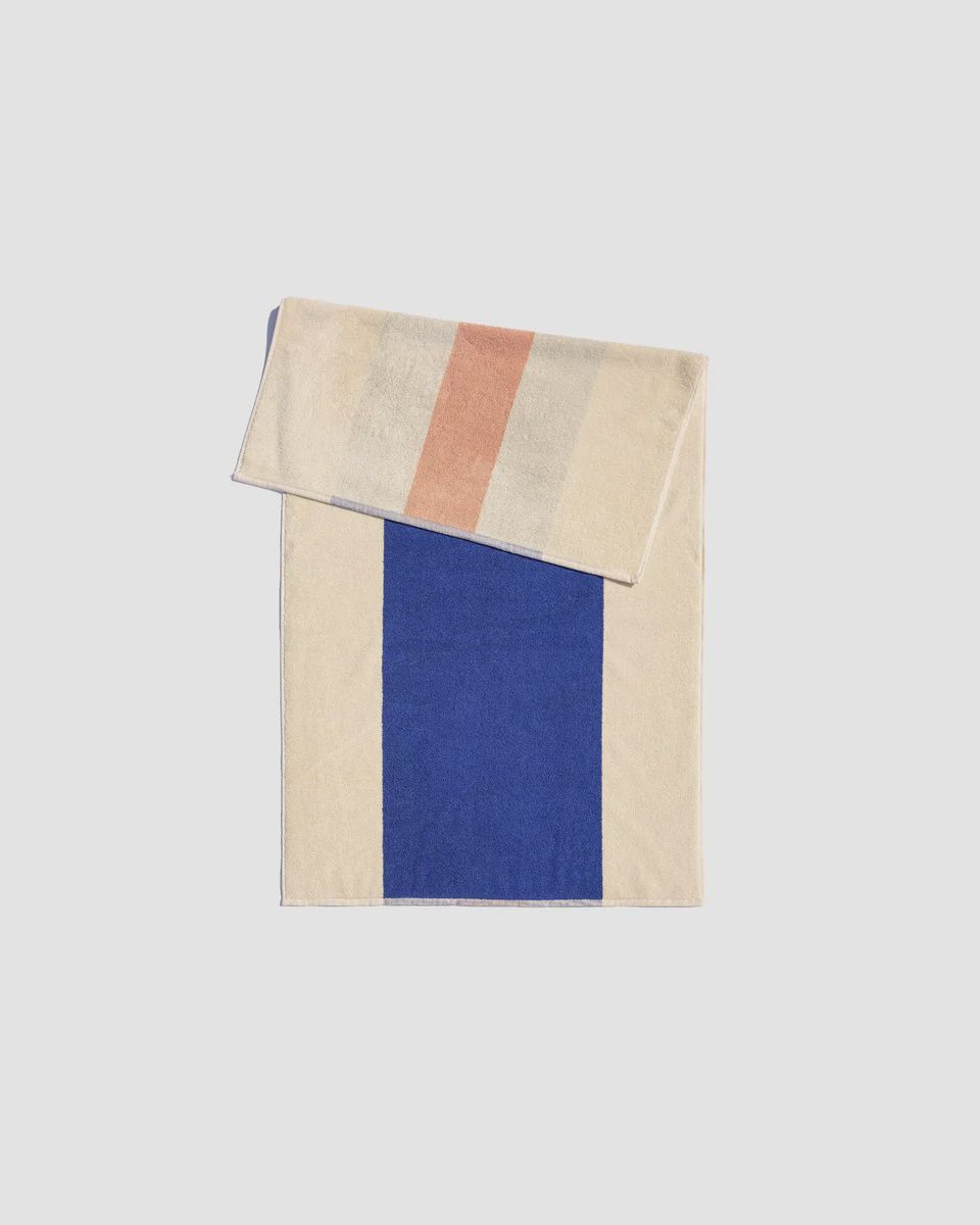Badhanddoek - GOTS organic Terry 100% katoen, Color: Konings blauw - perzik