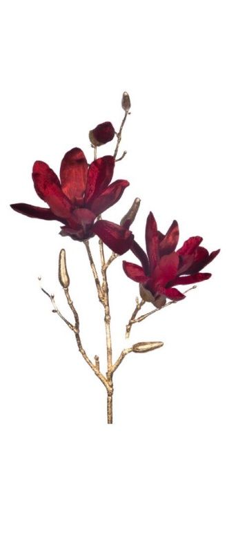 Fabric magnolia flowers/bud on stem