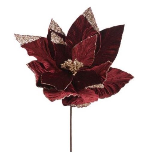 Fabric glitter Poinsettia stem
