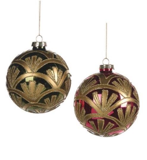 Glass art deco scale ball ornament