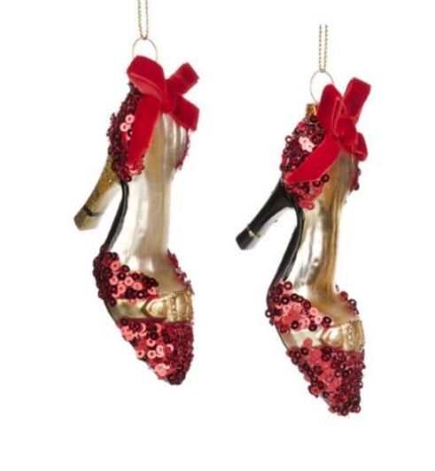 Glass sequin gatsby shoe ornament ass.