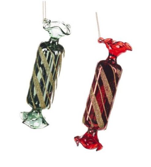 Glass Stripe candy ornament ass.