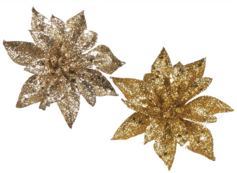 Glitter Poinsettia on clip ass.