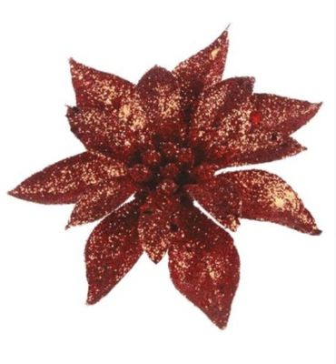 Glitter Poinsettia on clip ass.