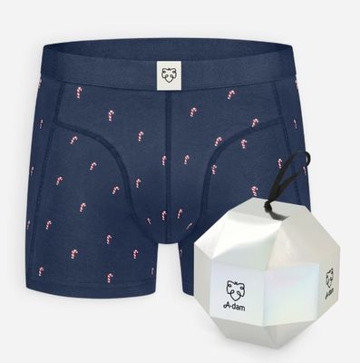 Giftbox Boxer Brief Navy Candy Cane