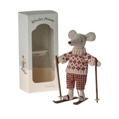 Winter muis met ski, mama