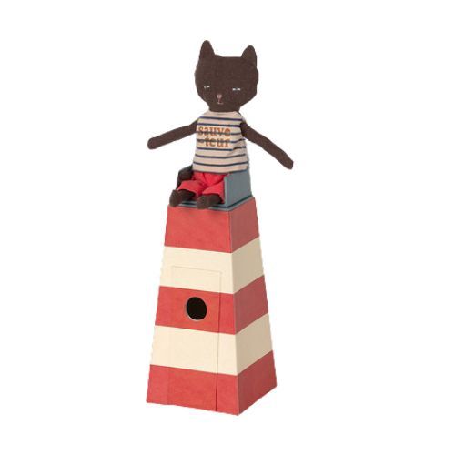 strandwachter kat met uitkijktoren