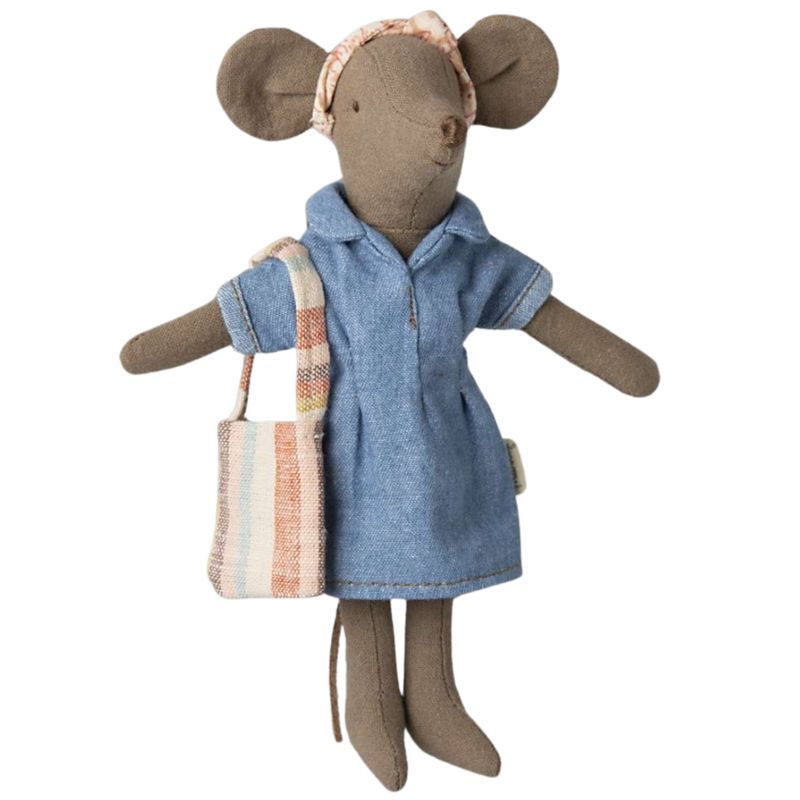 jeansjurkje en tas, mama muis