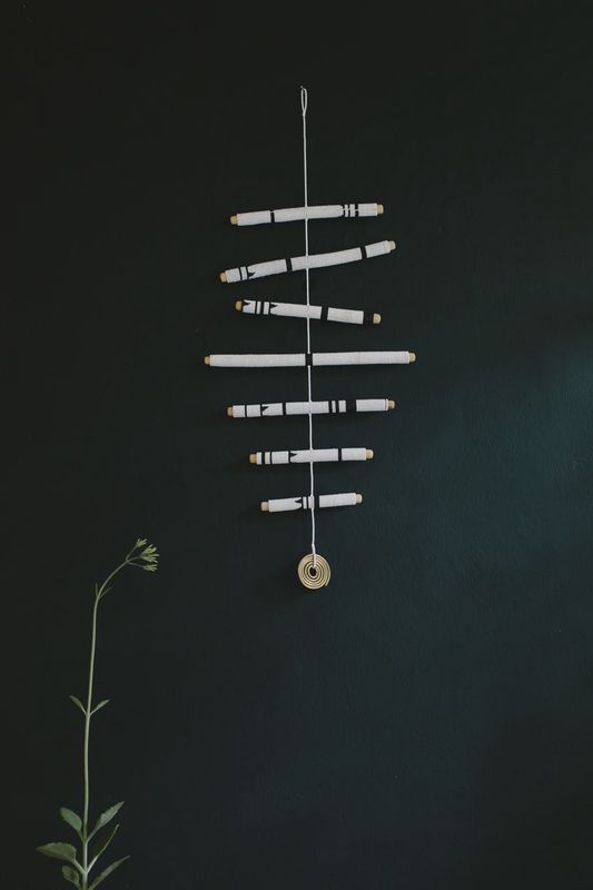 7 Stick Hanging Mobile - White Black