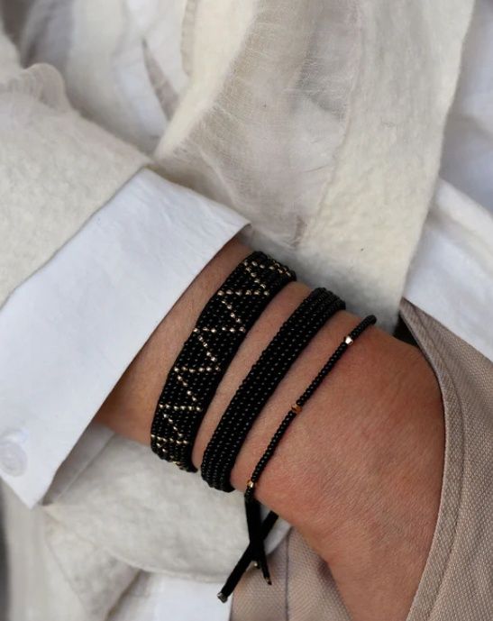 Adjustable Leather Bracelet - Black