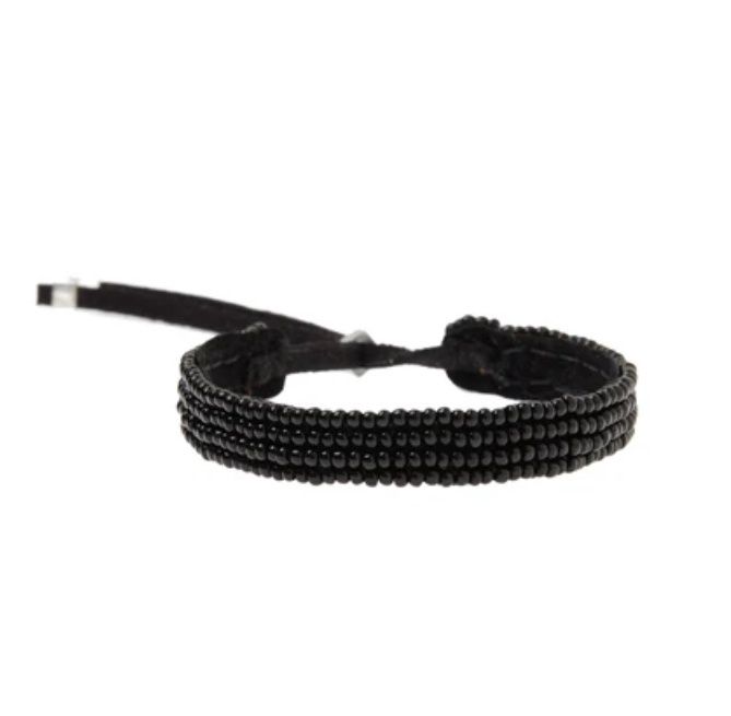 Adjustable Leather Bracelet - Black