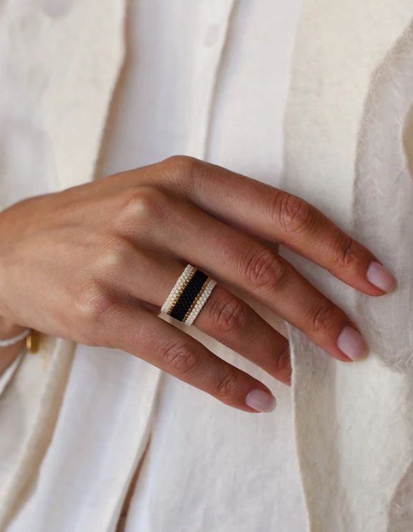 Ring Wide Woven  - Cream