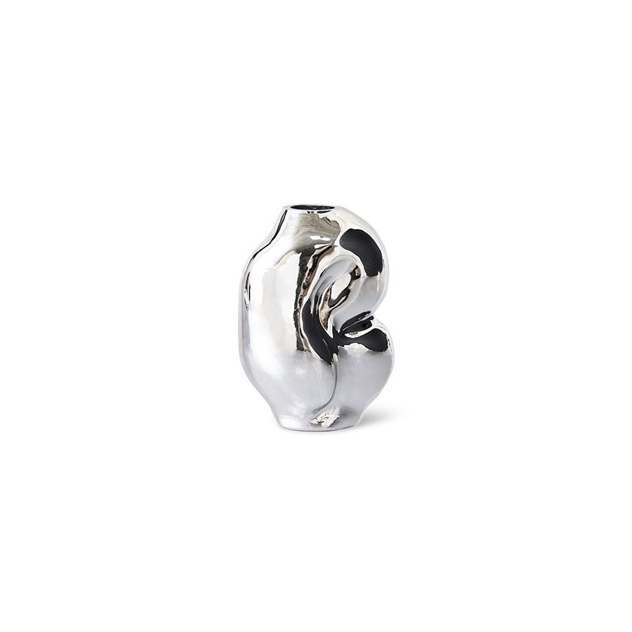 Gleam glass small vase, chrome