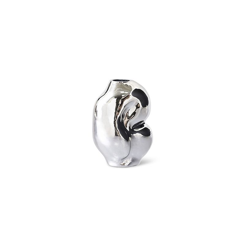 Gleam glass small vase, chrome
