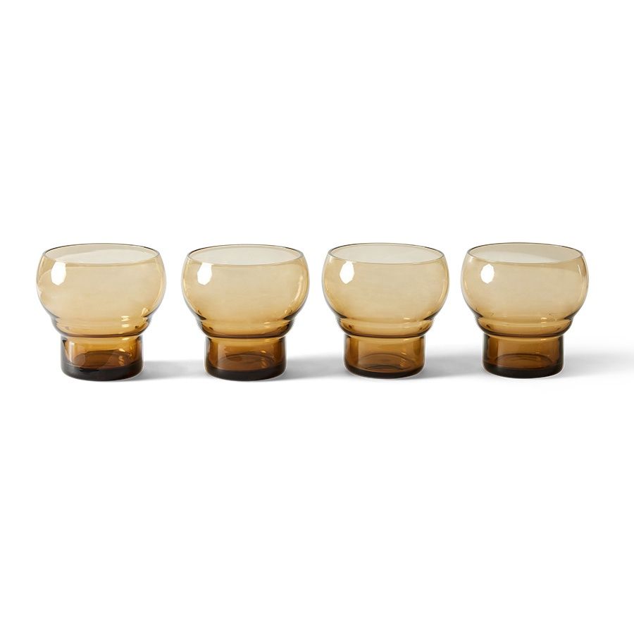 70s glassware: Bulb glasses amber (set of 4)