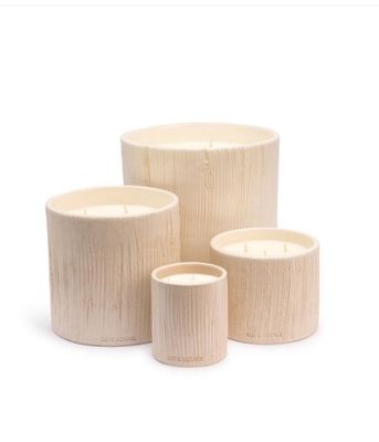 Bougie Ceramique Striee White - Fleur d'Oranger