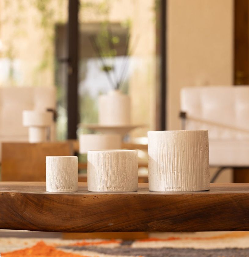 Bougie Ceramique Striee White - Fleur d&#39;Oranger