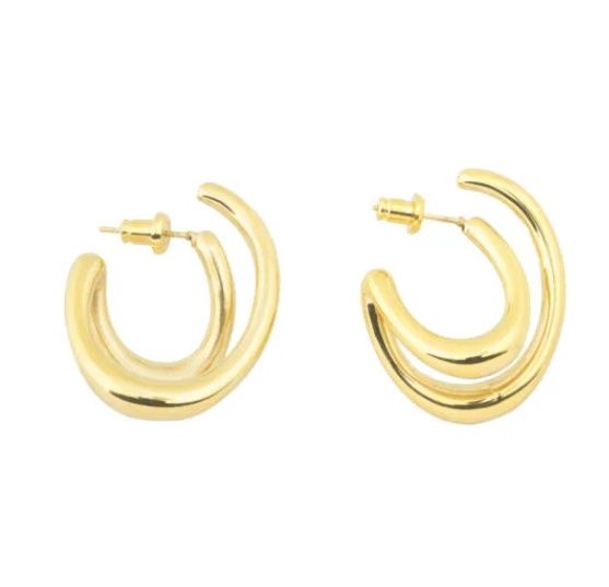 Cutted earrings gold plated, Color: Gold