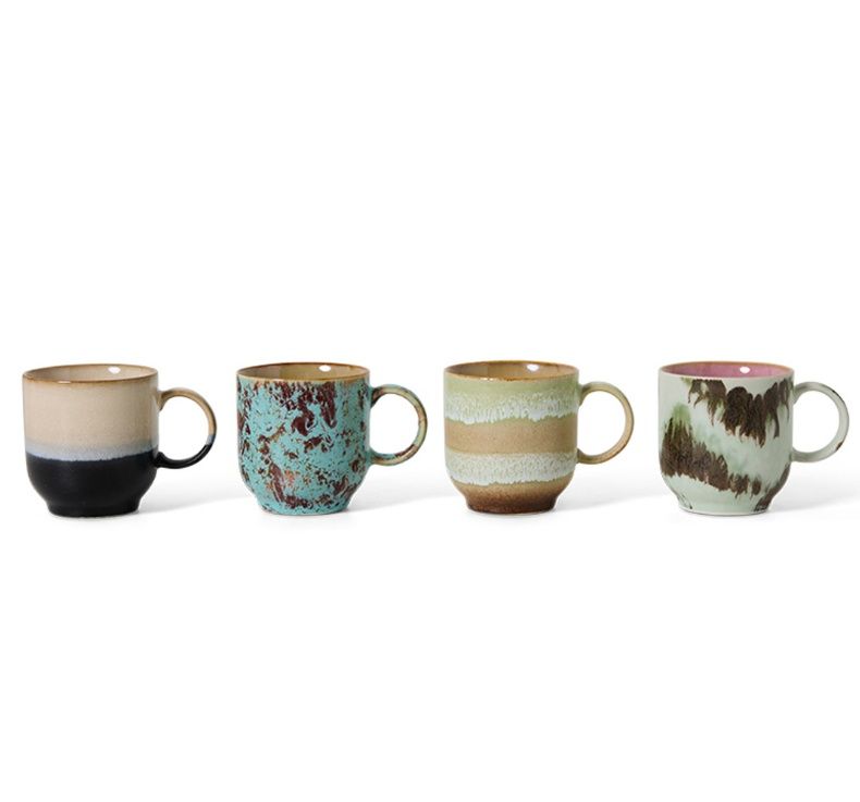 70's ceramics: café mugs, abstract (set of 4)
