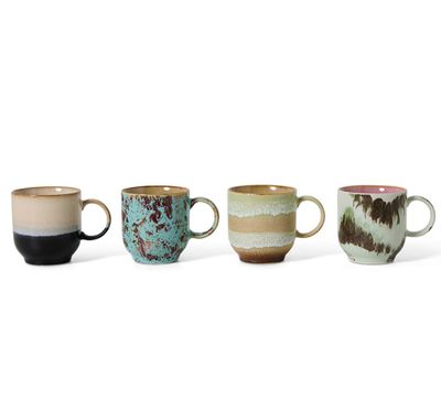 70's ceramics: café mugs, abstract (set of 4)