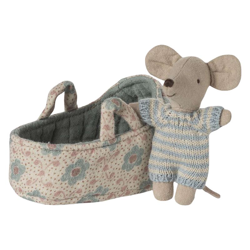 Babymuisje in draagmand - Blauw