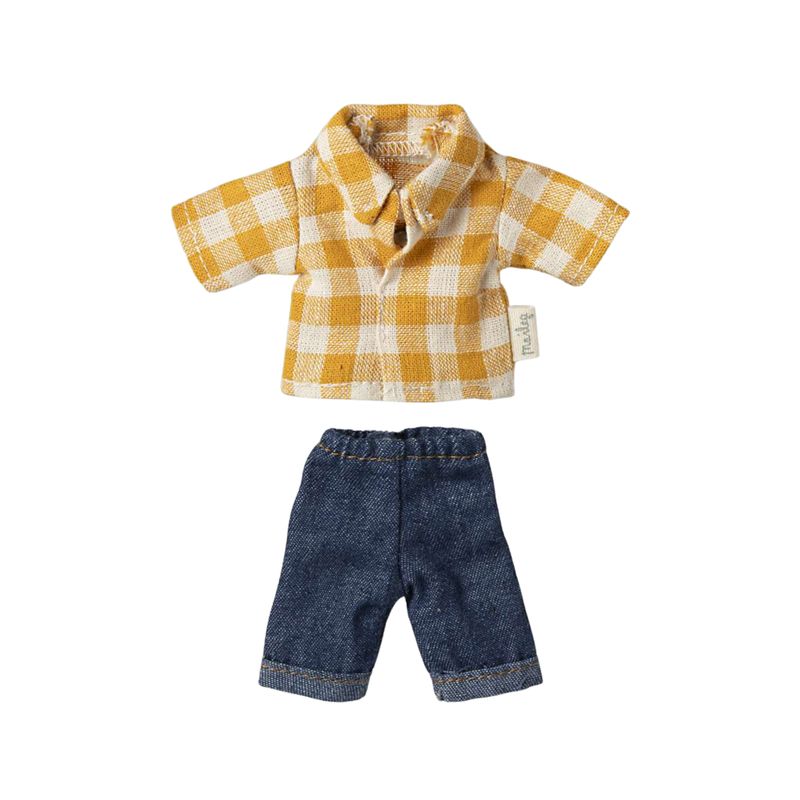 Geel geruit hemd en broek - papa muis