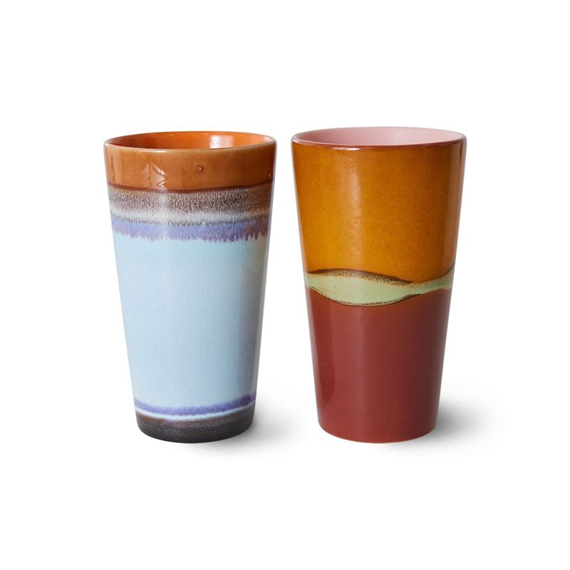 70's ceramics: latte mugs (set of 2) clash