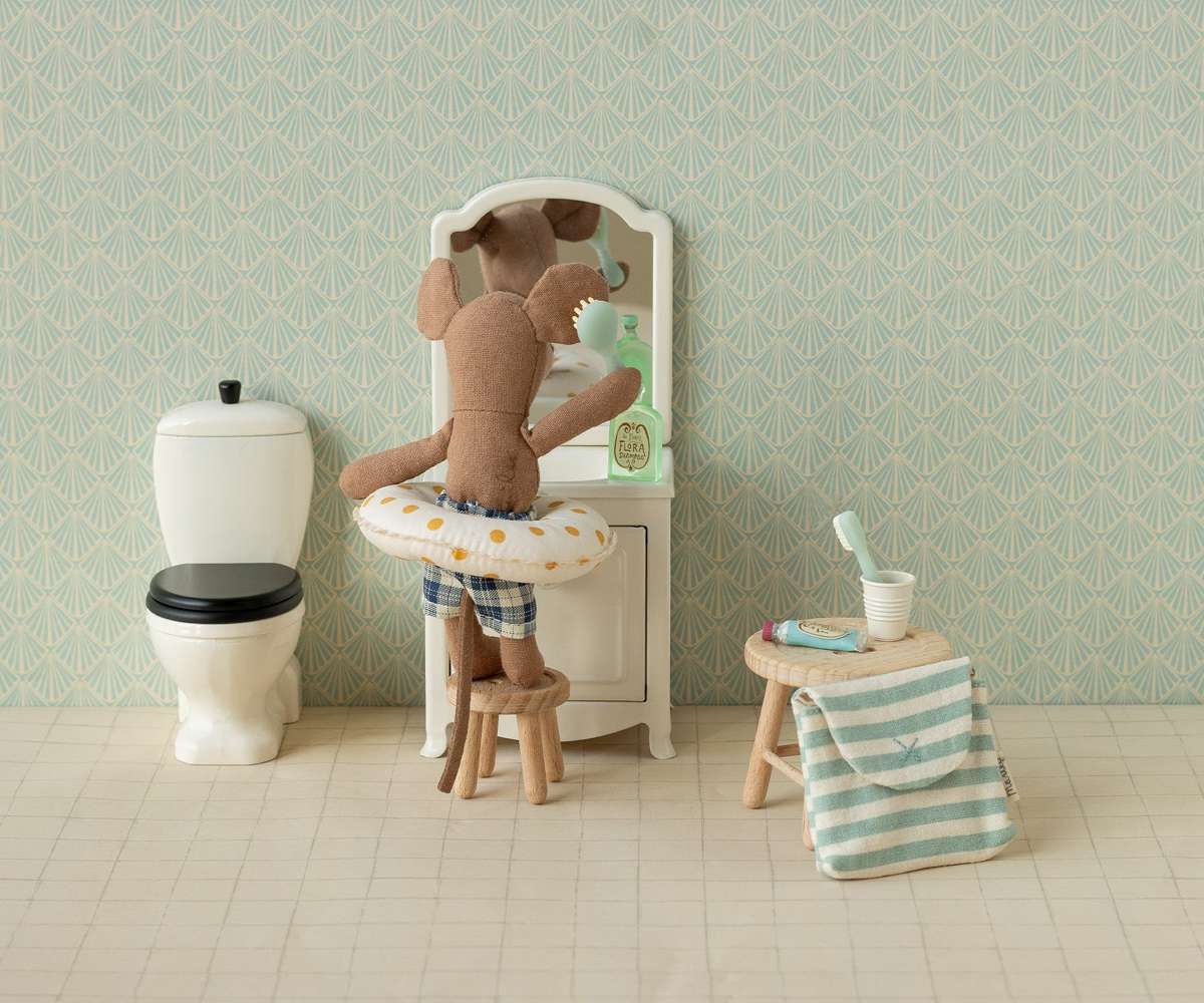 Tandenborstelset in tas, Muis - Blauw gestreept