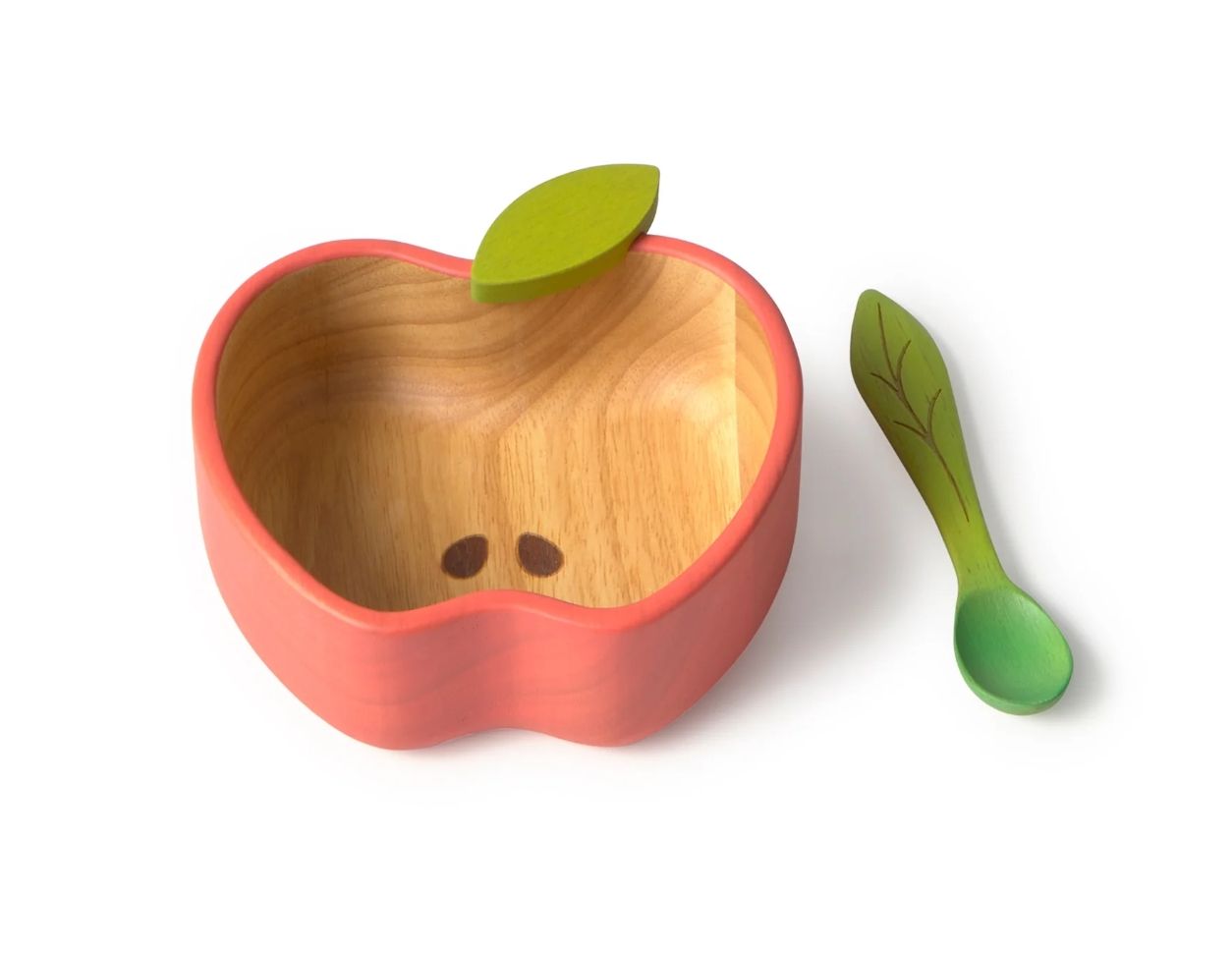 Eetset Houten kom &amp; lepel, Color: Apple