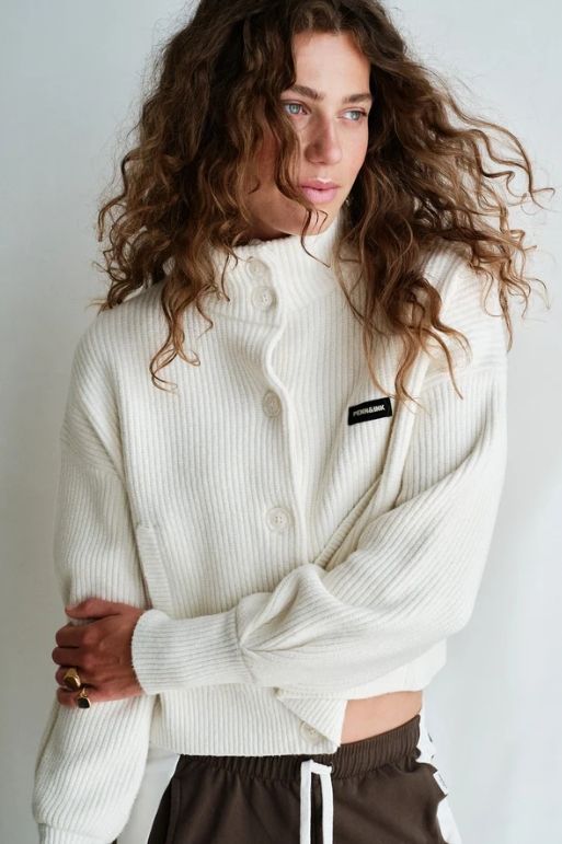 FW26 Cardigan grote knopen, Color: Ecru, Size: M