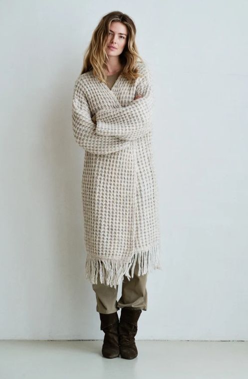 FW26 Cardigan Lang Fringes, Color: Naturel Melange, Size: S