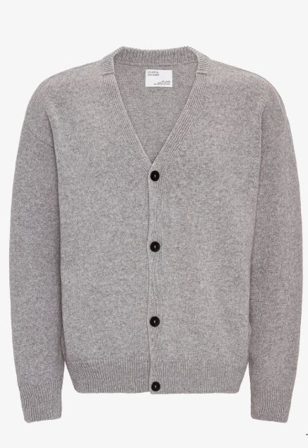 Cardigan Merino Wool V-Neck, Color: Heather Grey, Size: M