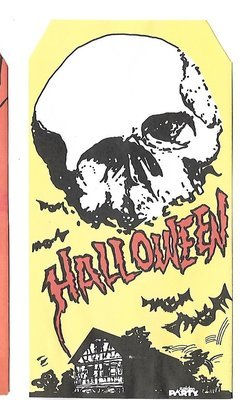 Halloween Trick Or Treat Bag Candy Sack Yellow Skull n Haunted House