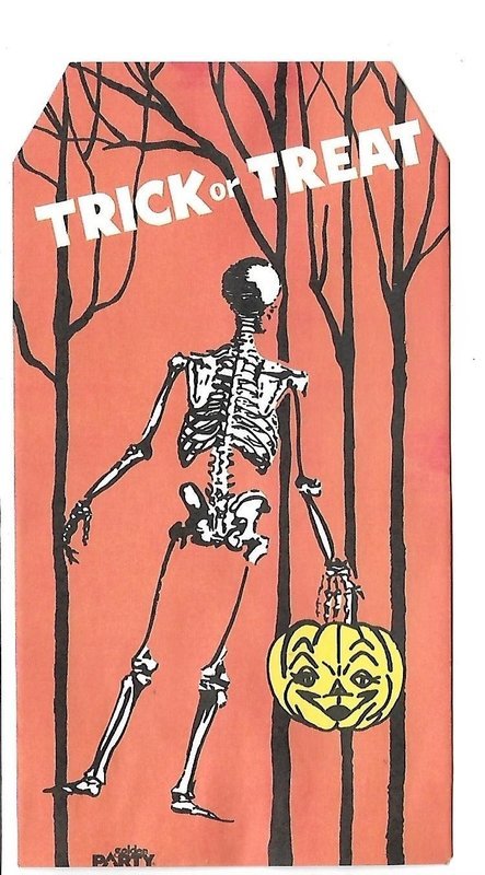 Halloween Trick Or Treat Bag Candy Sack Skeleton with Pumpkin