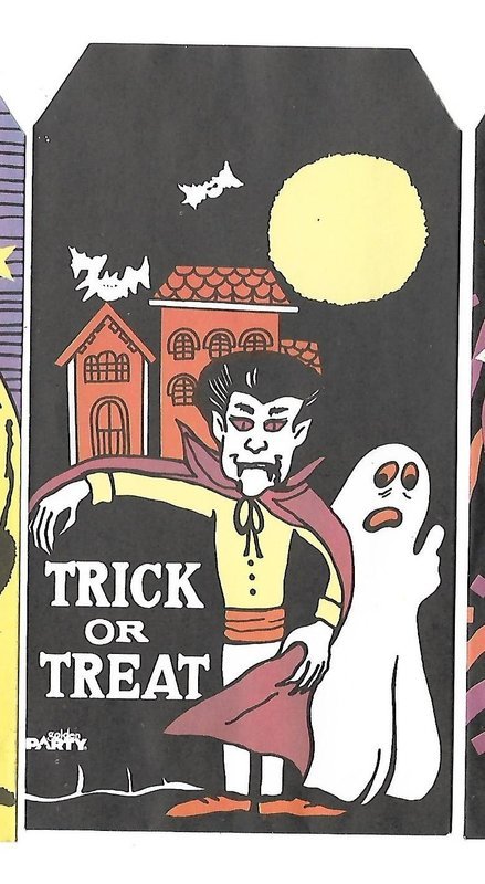 Halloween Trick Or Treat Bag Candy Sack Black Vampire n Ghost n Haunted House w Bats